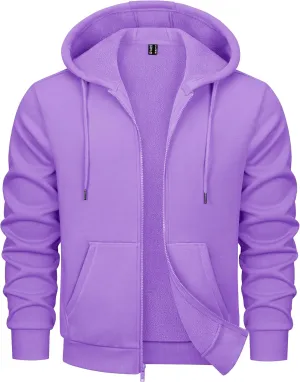MAGCOMSEN Men's Hoodies Full Zip Up Sweatshirt Fleece Lined Midweigt Hooded Jacket with Pockets Casual Sports Sweater