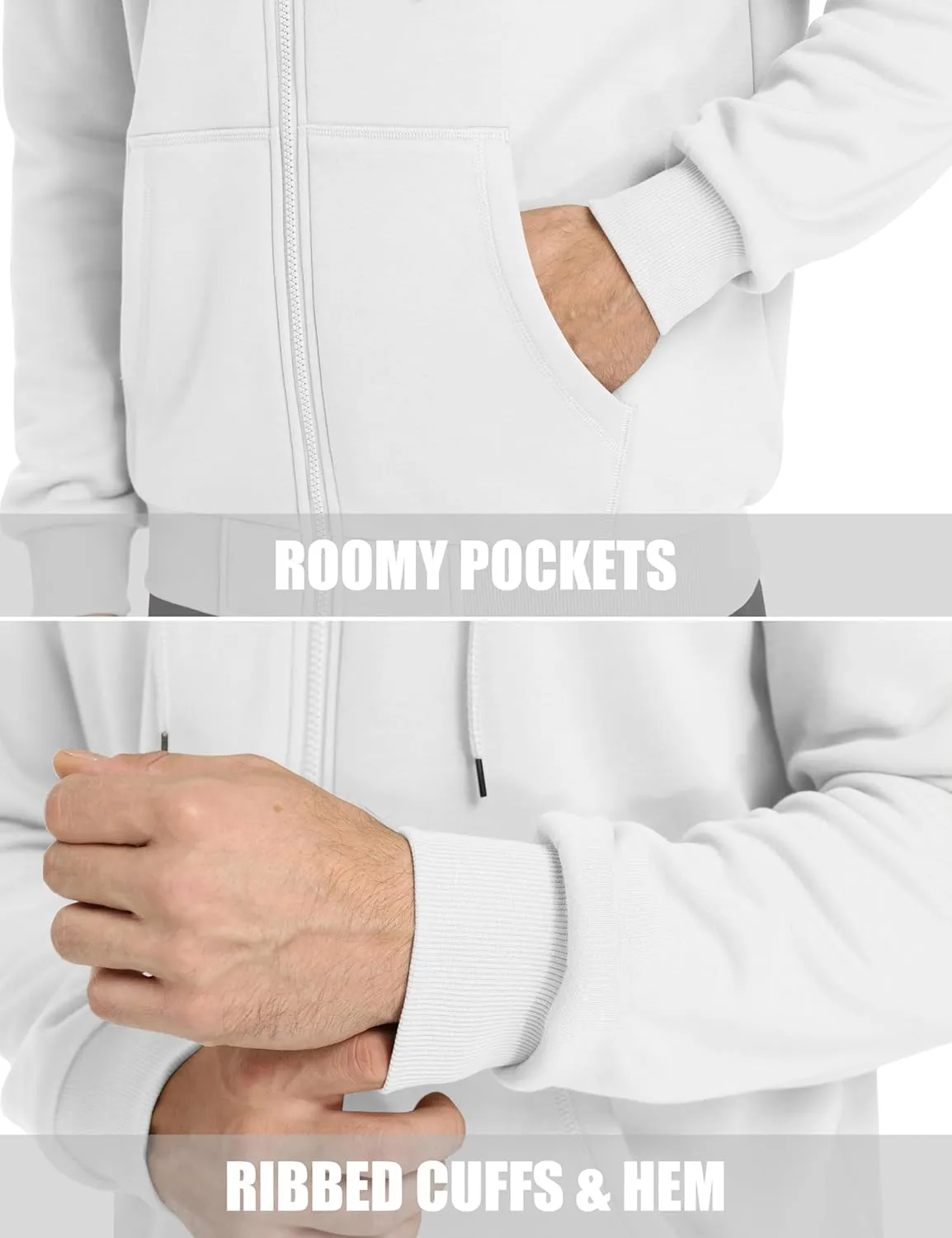 MAGCOMSEN Men's Hoodies Full Zip Up Sweatshirt Fleece Lined Midweigt Hooded Jacket with Pockets Casual Sports Sweater