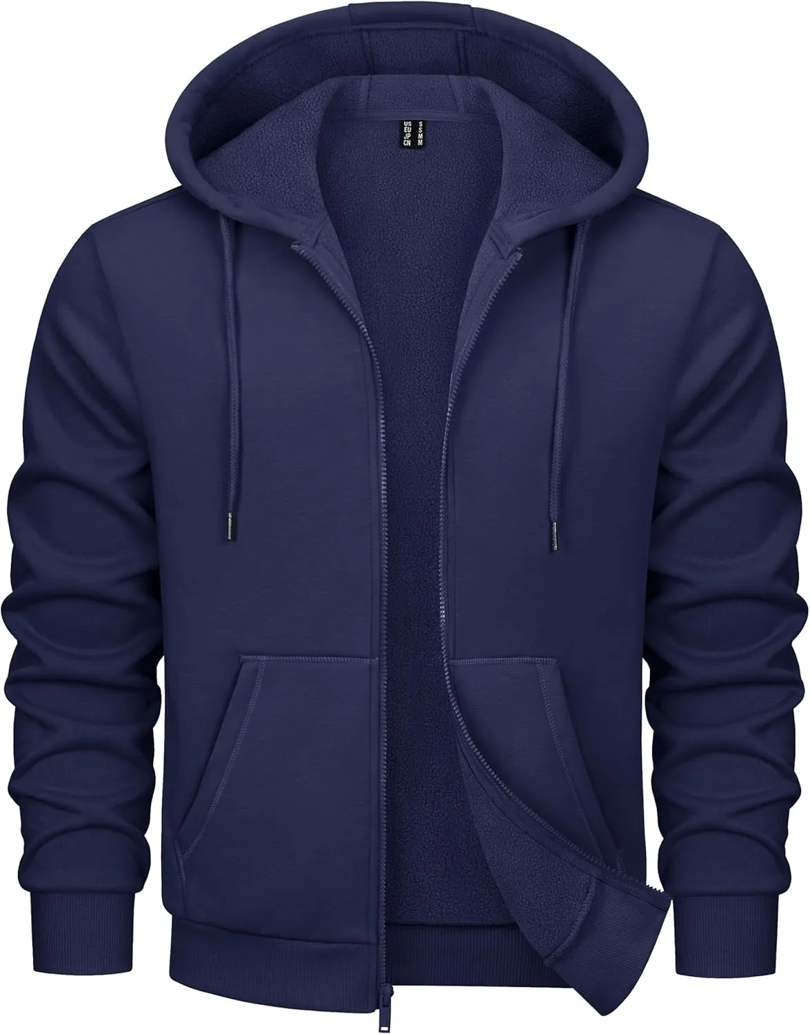 MAGCOMSEN Men's Hoodies Full Zip Up Sweatshirt Fleece Lined Midweigt Hooded Jacket with Pockets Casual Sports Sweater
