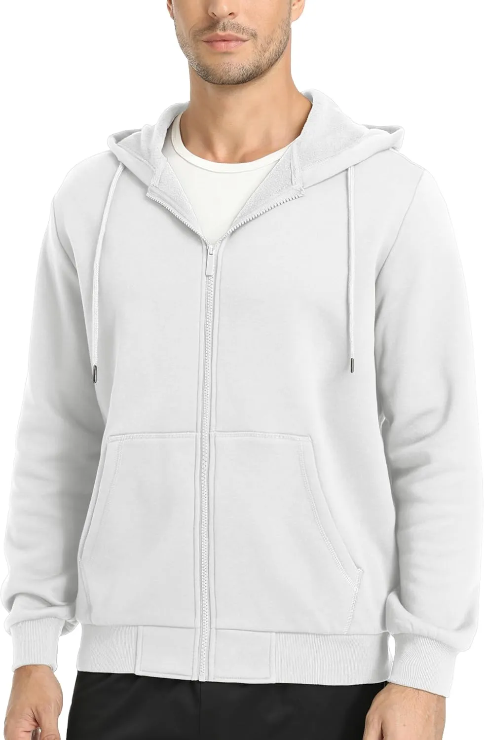 MAGCOMSEN Men's Hoodies Full Zip Up Sweatshirt Fleece Lined Midweigt Hooded Jacket with Pockets Casual Sports Sweater