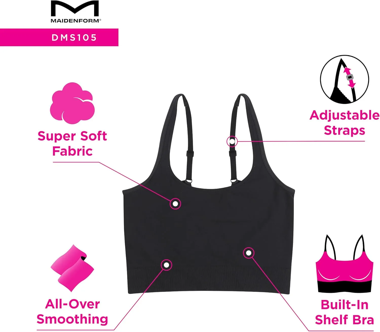 Maidenform Women's M Smoothing Seamless Cropped Cami