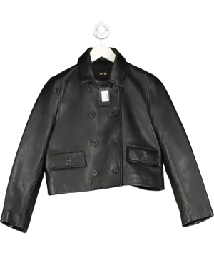 Maje Black Cropped Leather Jacket Fr36 UK 8
