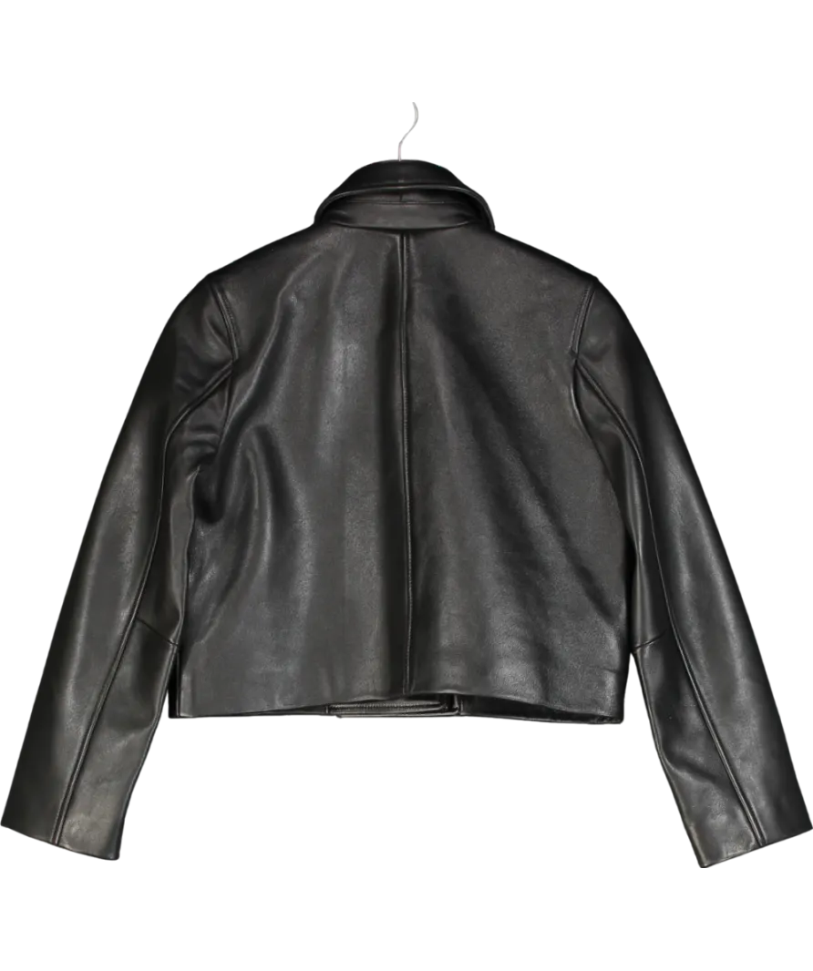 Maje Black Cropped Leather Jacket Fr36 UK 8