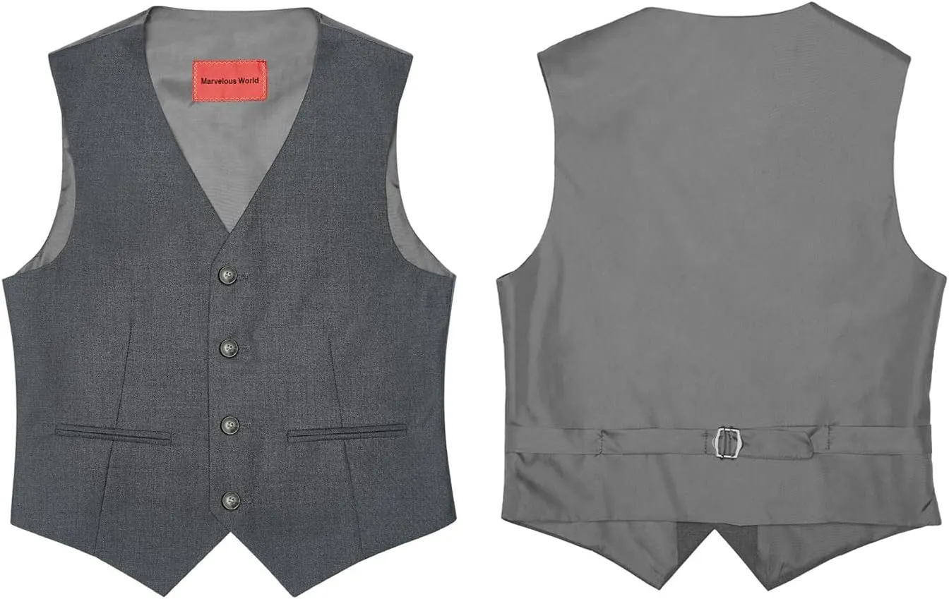 Marvelous World Boys' Formal Slim Fit Suit Set, Adjustable Waist