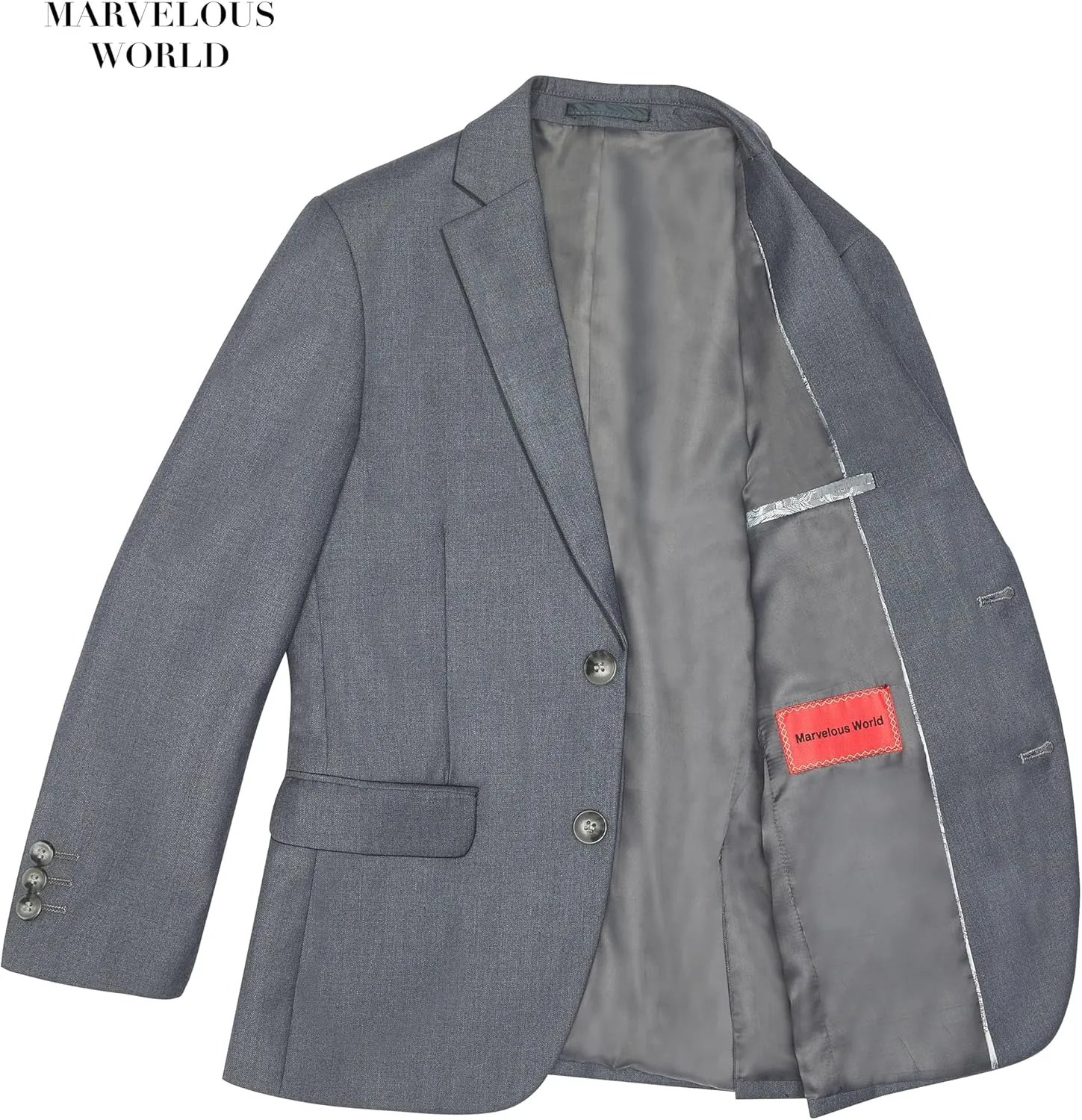 Marvelous World Boys' Formal Slim Fit Suit Set, Adjustable Waist