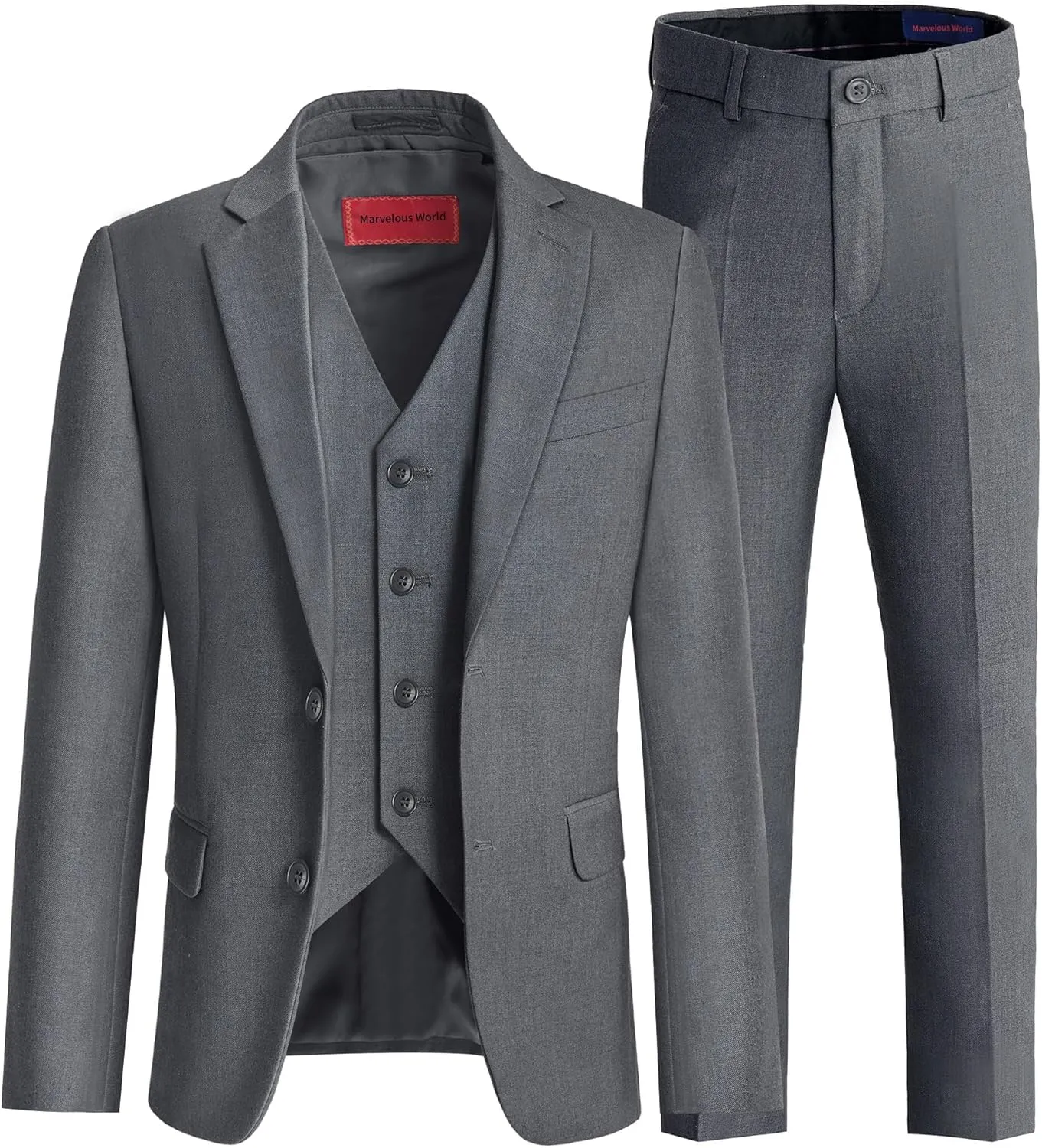 Marvelous World Boys' Formal Slim Fit Suit Set, Adjustable Waist