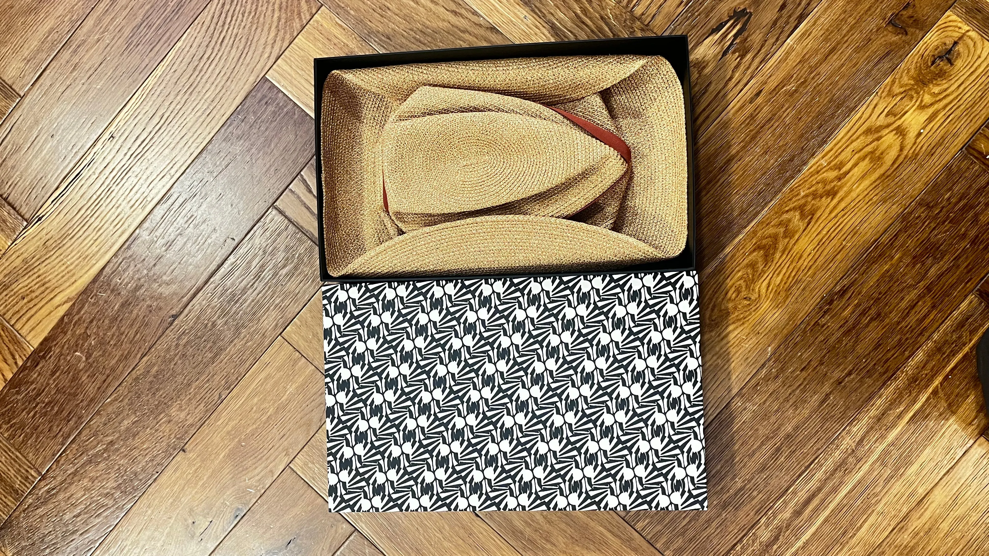 Mature Ha Japanese Boxed Hat Orange Ribbon - Foldable