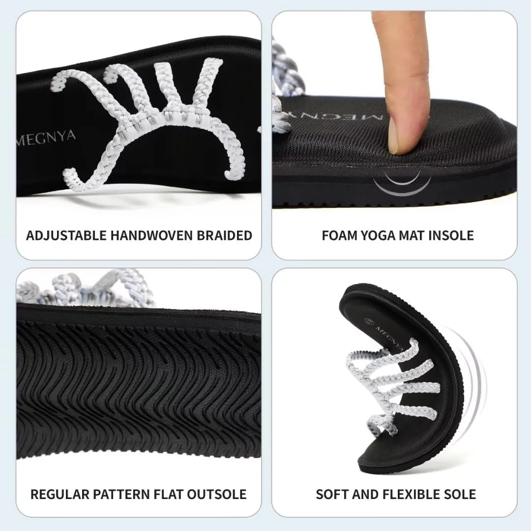 MEGNYA Yoga Mat Flip Flops for Women, Comfortable Foam Walking Sandals, Flexible and Lightweight Slippers for Beach/Holiday/Poolside/Outdoor Activities