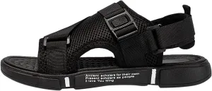 Men Sports Sandals Fashion Solid Color Hollow Out Casual Breathable Slippers Shoes Mens Sandals Size 12 Slides (Black, 8.5)