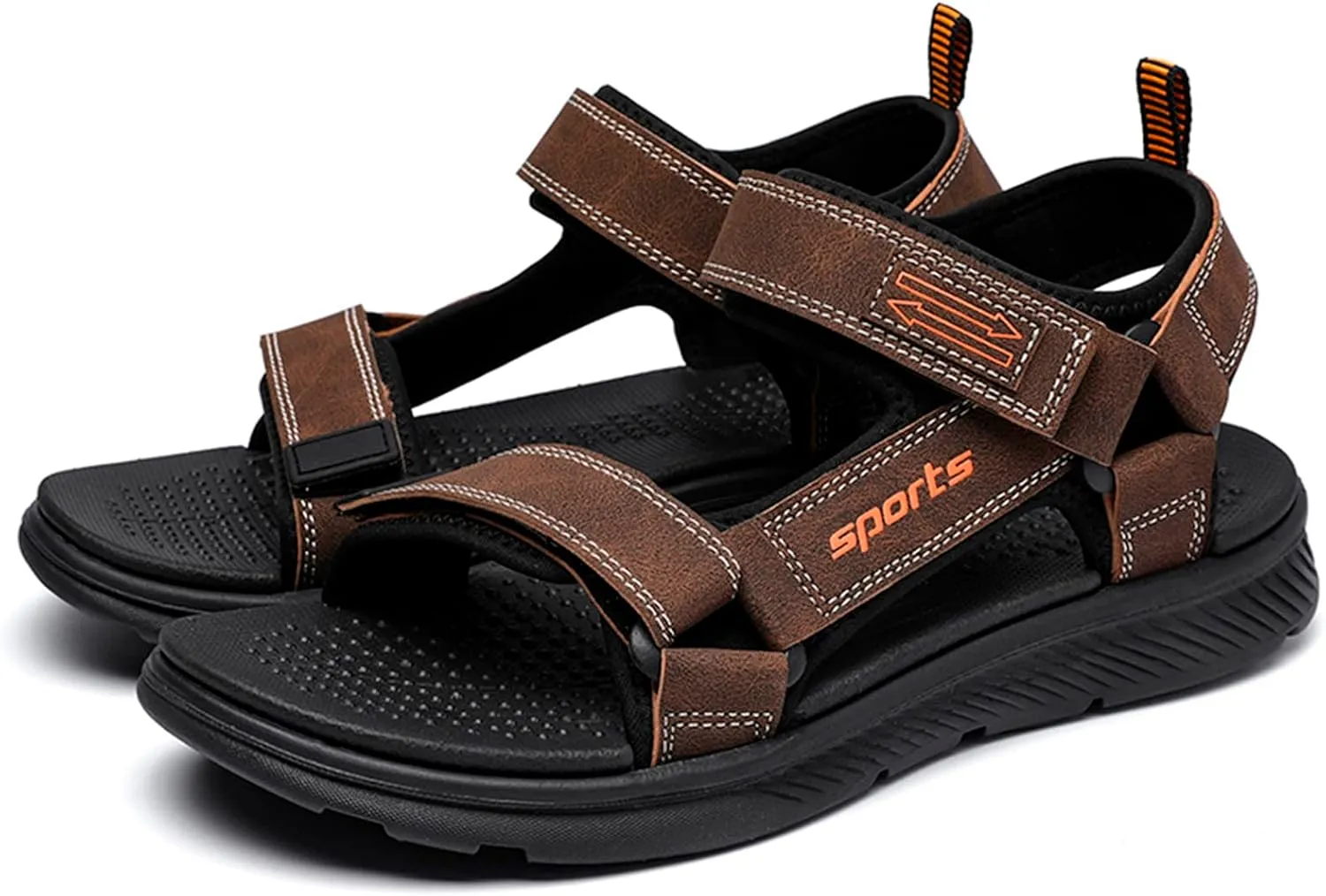 Mens Athletic Sandals Open Toe Hiking Outdoor Non-Slip Sandals Air Cushion Sport Casual Beach Sandals (Brown, 9.5)