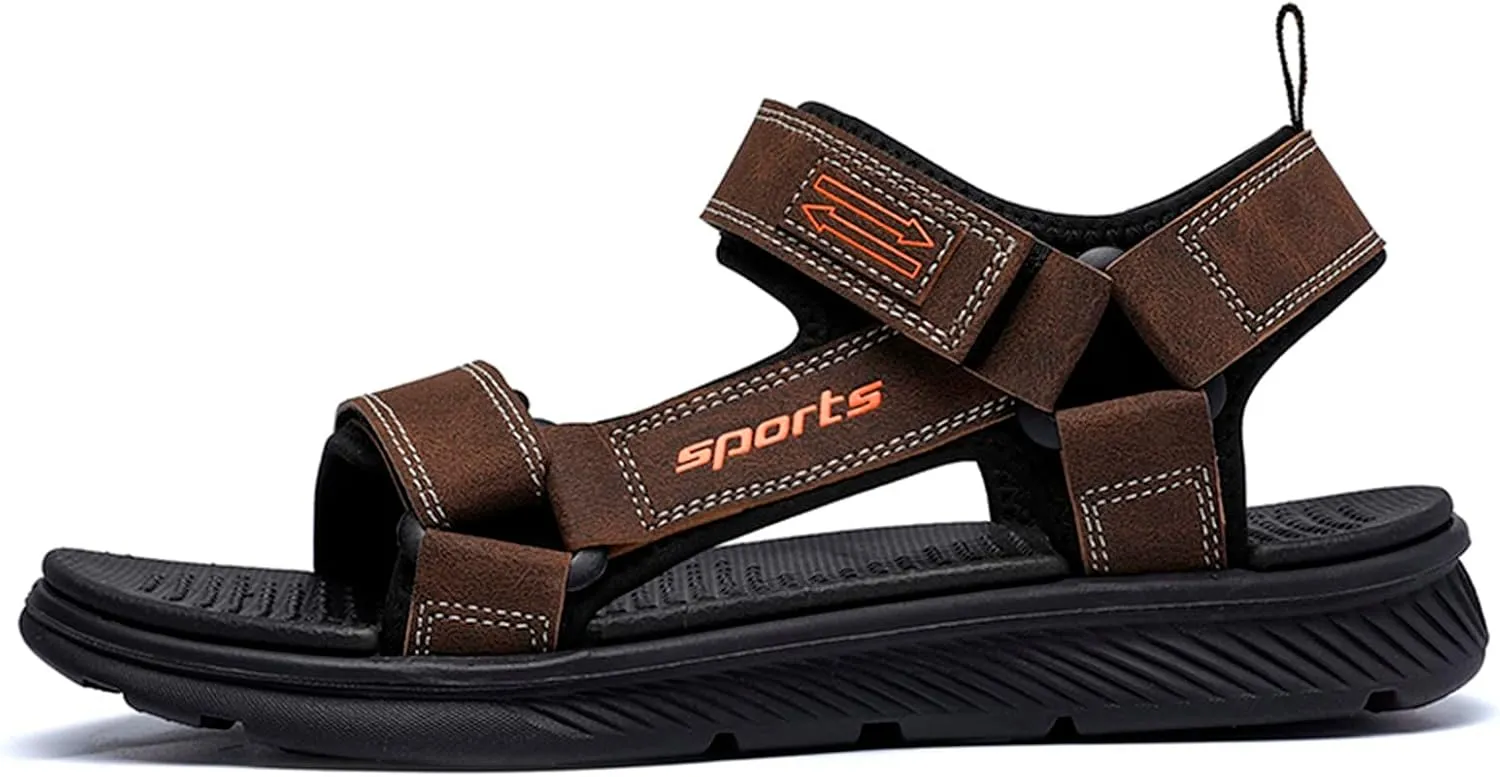 Mens Athletic Sandals Open Toe Hiking Outdoor Non-Slip Sandals Air Cushion Sport Casual Beach Sandals (Brown, 9.5)