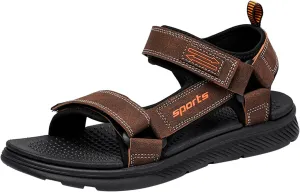 Mens Athletic Sandals Open Toe Hiking Outdoor Non-Slip Sandals Air Cushion Sport Casual Beach Sandals (Brown, 9.5)