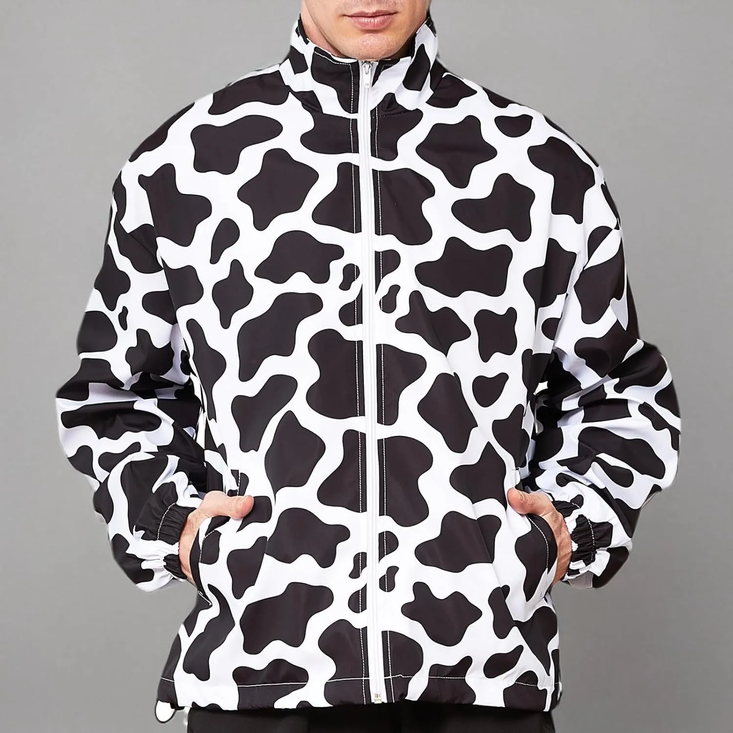 Mens Cow Casual Jackets Lightweight Fashion Sportswear Retro Windbreaker