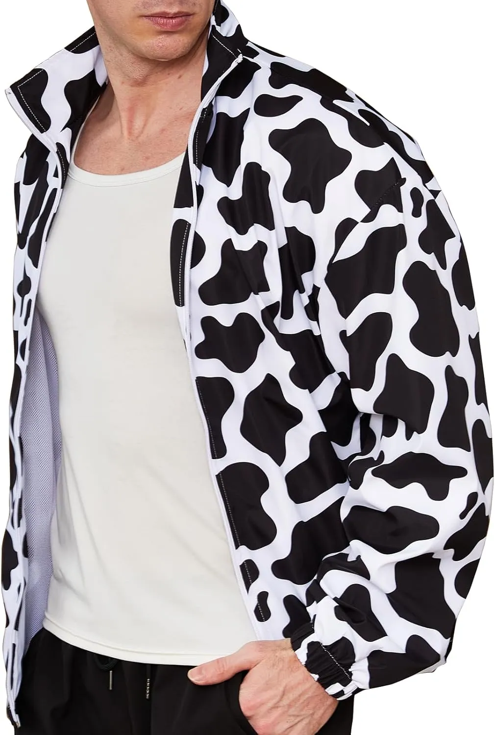 Mens Cow Casual Jackets Lightweight Fashion Sportswear Retro Windbreaker