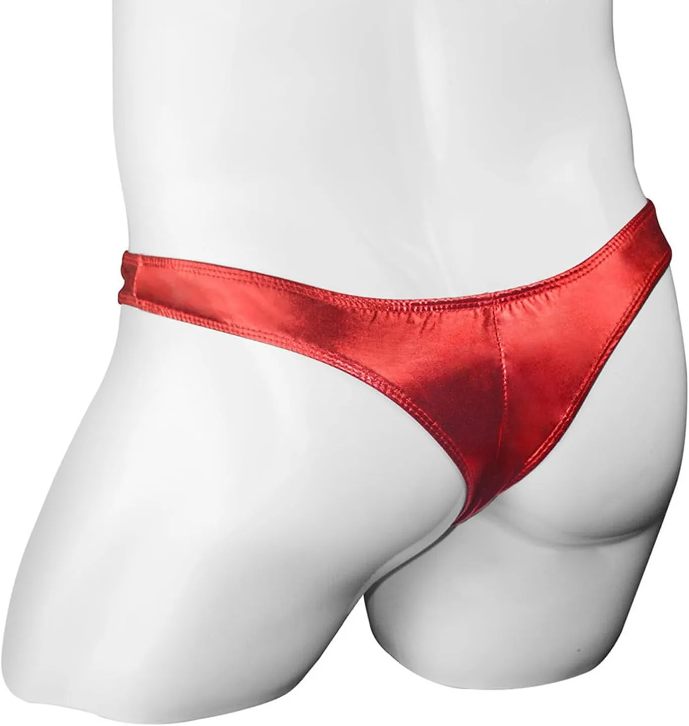 Men's Fashion Sretch G-string PU Lether T Back Micro Thong Sexy Elephant Trunk Buttock Lift Underwear Erotic Briefs
