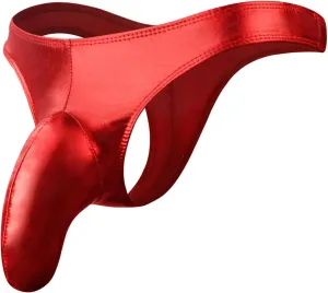Men's Fashion Sretch G-string PU Lether T Back Micro Thong Sexy Elephant Trunk Buttock Lift Underwear Erotic Briefs