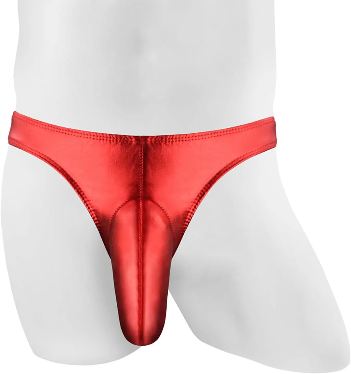 Men's Fashion Sretch G-string PU Lether T Back Micro Thong Sexy Elephant Trunk Buttock Lift Underwear Erotic Briefs