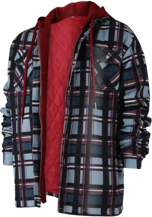 Men's Heavyweight Plaid Hoodie Jacket Zip Up Long Sleeve Fleece Sweatshirt Coat With Hood Fashion Stylish,M-5XL