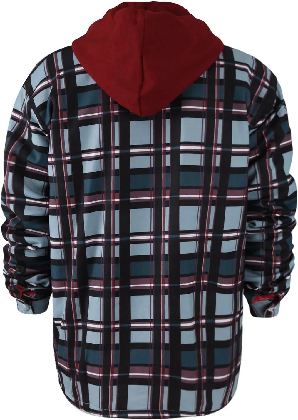 Men's Heavyweight Plaid Hoodie Jacket Zip Up Long Sleeve Fleece Sweatshirt Coat With Hood Fashion Stylish,M-5XL