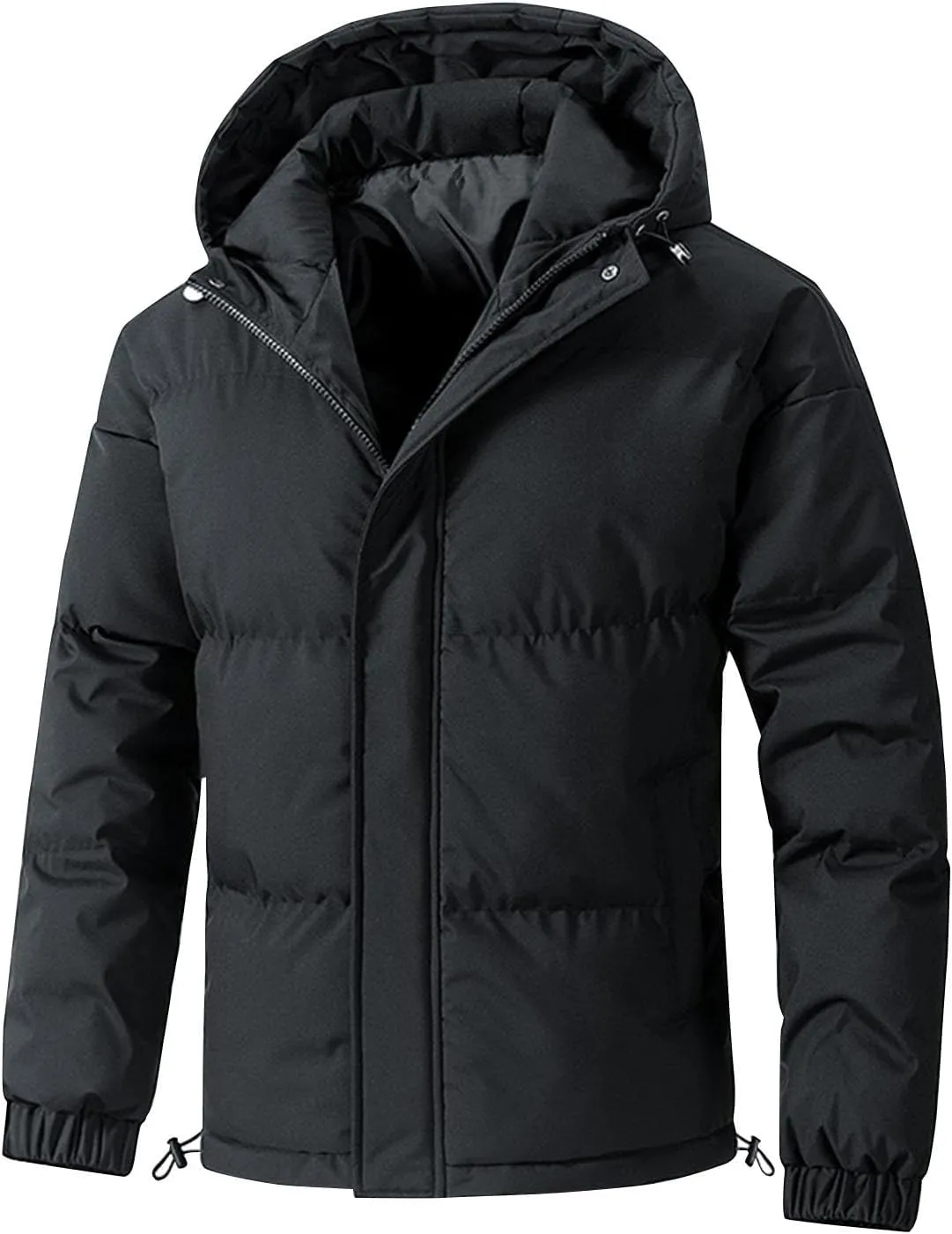 Men's Puffer Jacket Fleece Lined down Coat Fur Hood Winter Coat Water Resistant Parka Windbreaker Ski Jacket