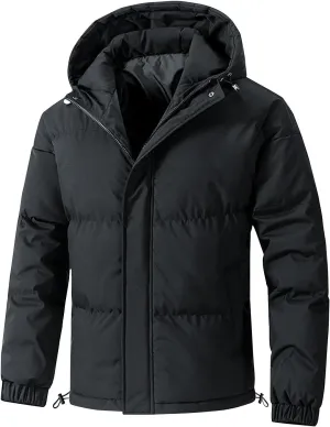 Men's Puffer Jacket Fleece Lined down Coat Fur Hood Winter Coat Water Resistant Parka Windbreaker Ski Jacket
