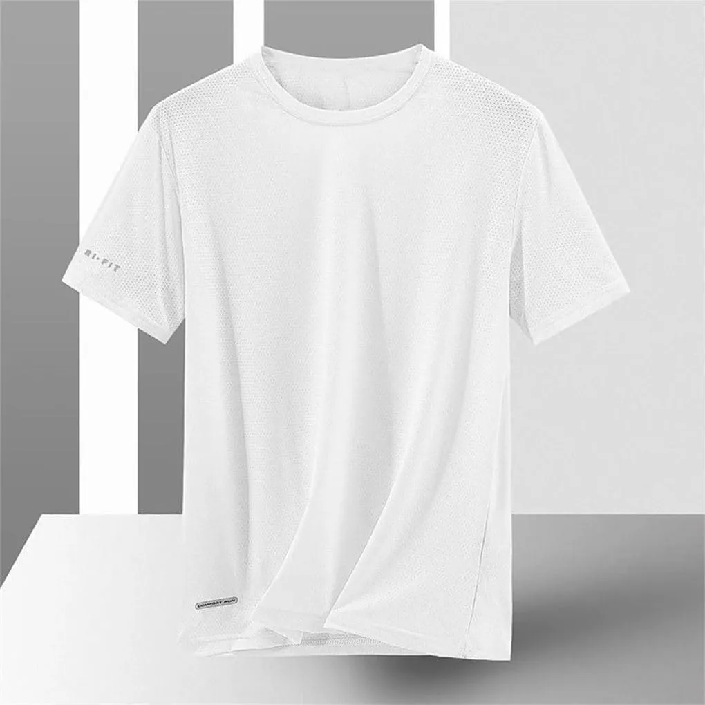 Men's Quick Dry Sport T-Shirt Short Sleeves Casual Top Solid Color Slim Fit Gym Tee