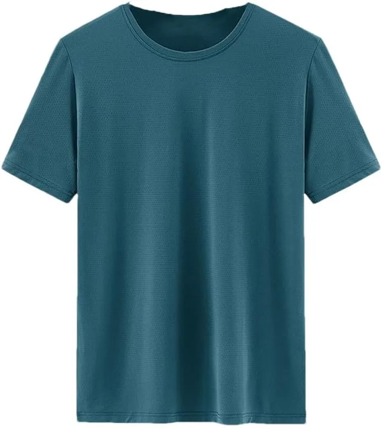 Men's Quick Dry Sport T-Shirt Short Sleeves Casual Top Solid Color Slim Fit Gym Tee