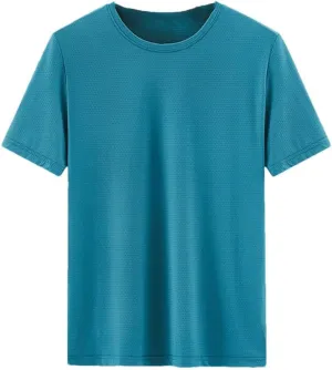Men's Quick Dry Sport T-Shirt Short Sleeves Casual Top Solid Color Slim Fit Gym Tee