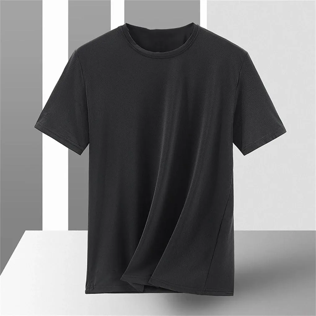 Men's Quick Dry Sport T-Shirt Short Sleeves Casual Top Solid Color Slim Fit Gym Tee