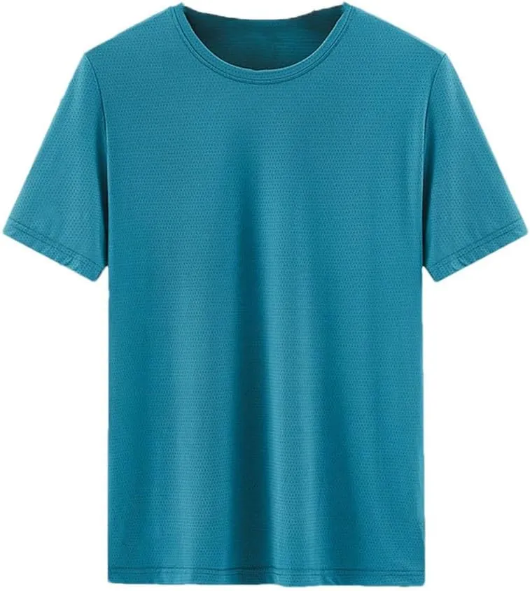 Men's Quick Dry Sport T-Shirt Short Sleeves Casual Top Solid Color Slim Fit Gym Tee