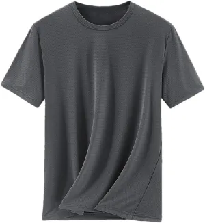 Men's Quick Dry Sport T-Shirt Short Sleeves Casual Top Solid Color Slim Fit Gym Tee