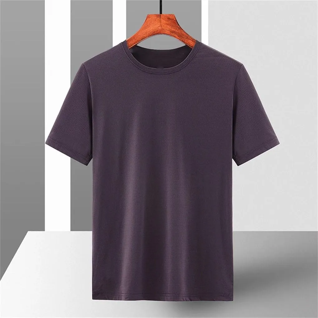 Men's Quick Dry Sport T-Shirt Short Sleeves Casual Top Solid Color Slim Fit Gym Tee