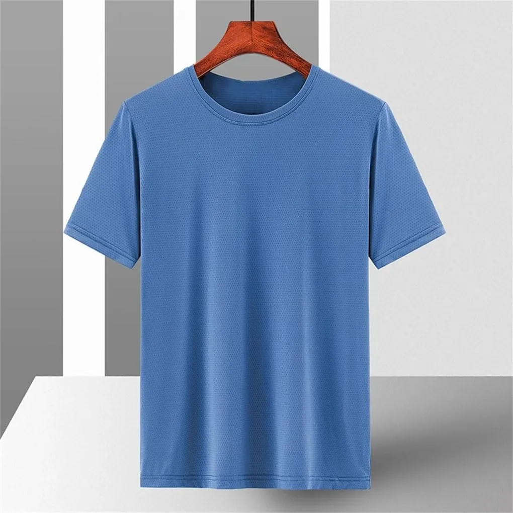 Men's Quick Dry Sport T-Shirt Short Sleeves Casual Top Solid Color Slim Fit Gym Tee