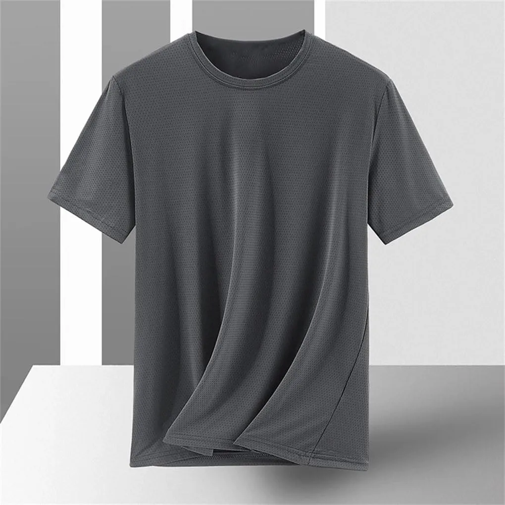Men's Quick Dry Sport T-Shirt Short Sleeves Casual Top Solid Color Slim Fit Gym Tee