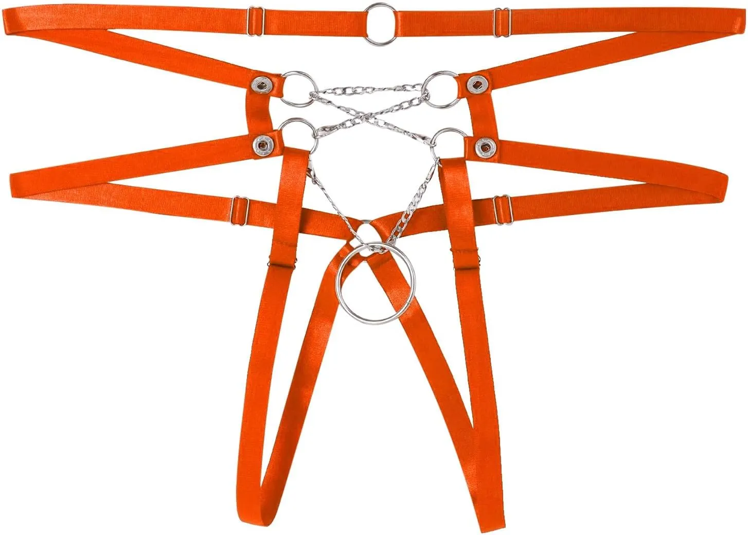 Men's Sexy Open Front Thong Underwear, O-Ring Linked Thong G-String Lingerie