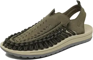 Men's Slip-On Handwoven Loafers - Breathable Beach Sandals with Non-Slip Rubber Outsole