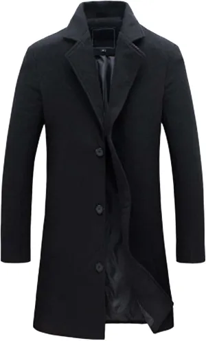 Mens Trench Coat Slim Fit Double Breasted Long Jacket Notched Lapel Belt Fall Windproof Coats Windbreaker Overcoats