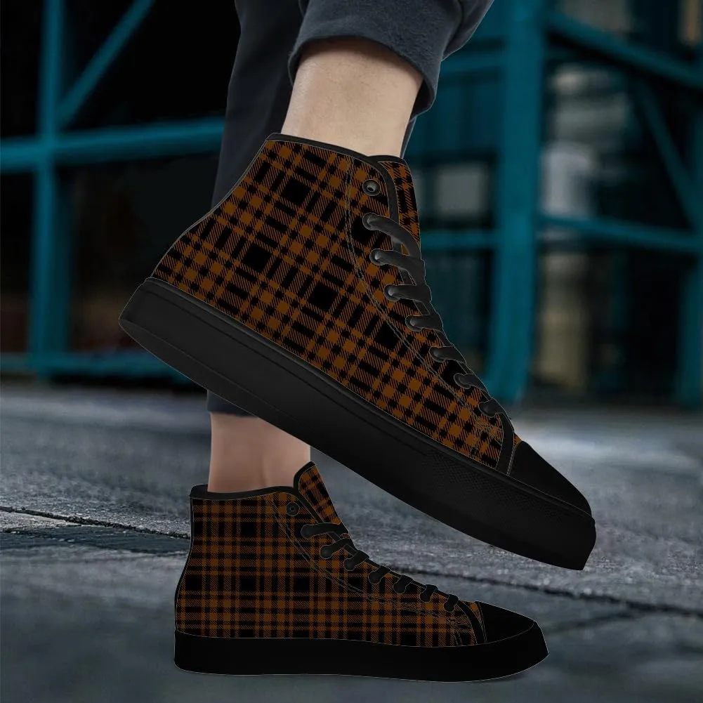 Men's Women's Plaid High Top Canvas Shoes Scottish Tartan Plaid High Top Sneakers Lace Up Casual Shoes Gifts for Men Women