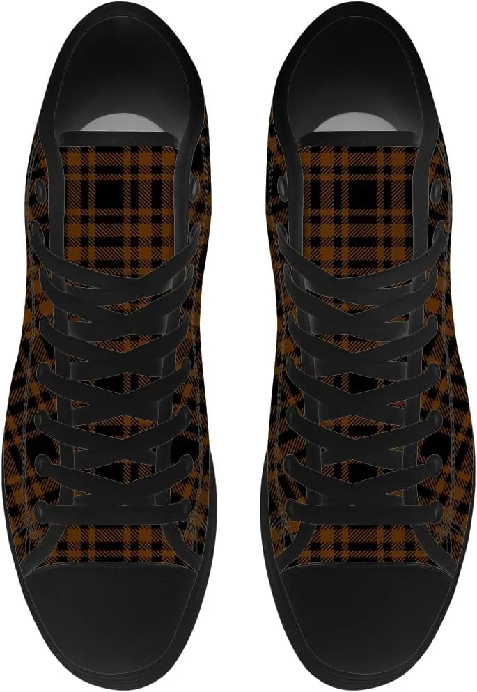 Men's Women's Plaid High Top Canvas Shoes Scottish Tartan Plaid High Top Sneakers Lace Up Casual Shoes Gifts for Men Women