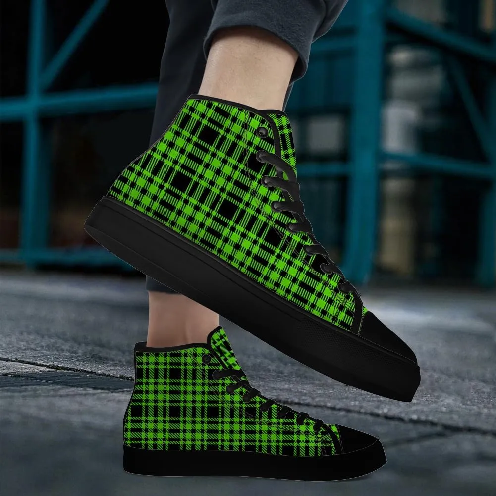 Men's Women's Plaid High Top Canvas Shoes Scottish Tartan Plaid High Top Sneakers Lace Up Casual Shoes Gifts for Men Women