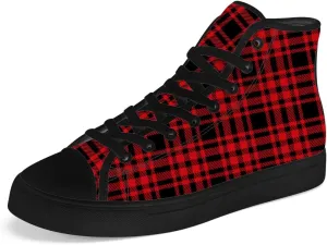 Men's Women's Plaid High Top Canvas Shoes Scottish Tartan Plaid High Top Sneakers Lace Up Casual Shoes Gifts for Men Women