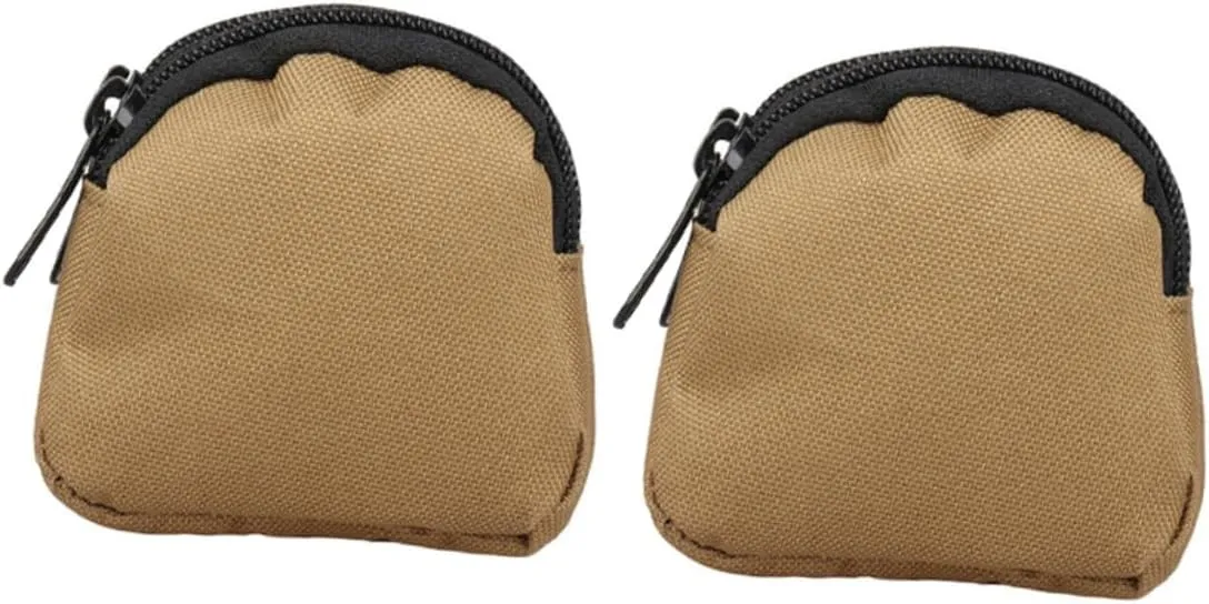 Mini Coin Pouch with Zipper Portable Utility Pouch for Coins Keys Cards and Earphones Stylish Double Pocket Belt Bag Mud Color