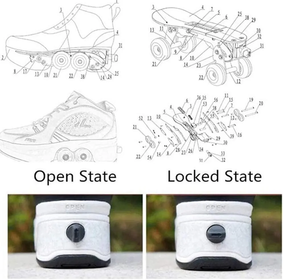 Multifunctional Roller Skates Shoes Deformation Automatic Walking Shoes Invisible Pulley Shoes Skates Male and Female Skating Shoes Outdoor Sports Kick Rollershoes