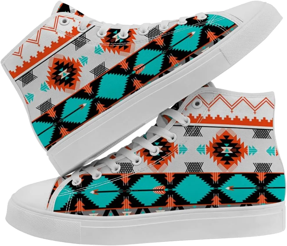 Native American High Top Sneakers Womens Mens Aztec High Top Canvas Shoes Lace Up Casual Shoes Gifts for Men Women