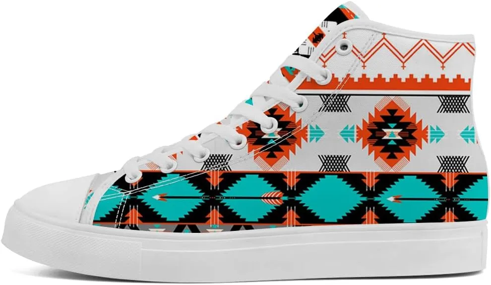 Native American High Top Sneakers Womens Mens Aztec High Top Canvas Shoes Lace Up Casual Shoes Gifts for Men Women