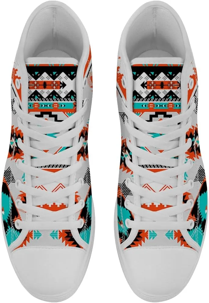 Native American High Top Sneakers Womens Mens Aztec High Top Canvas Shoes Lace Up Casual Shoes Gifts for Men Women