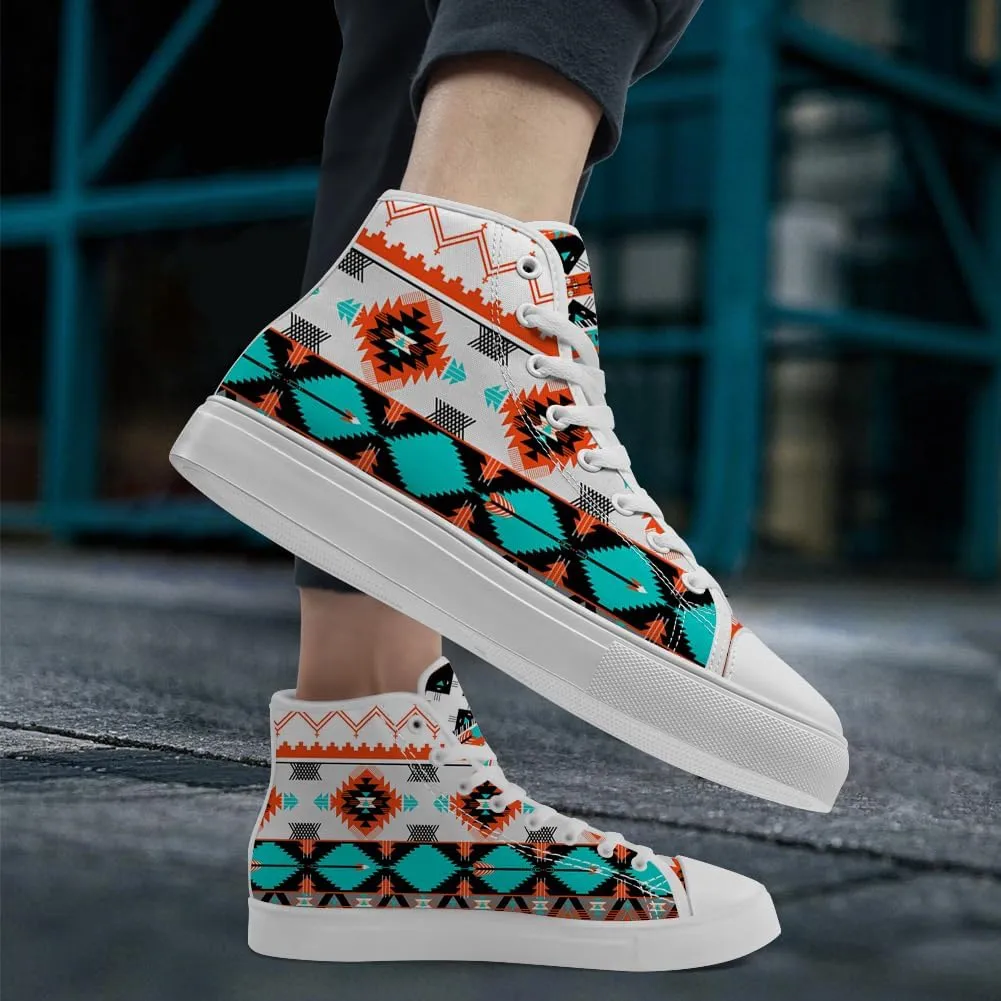 Native American High Top Sneakers Womens Mens Aztec High Top Canvas Shoes Lace Up Casual Shoes Gifts for Men Women