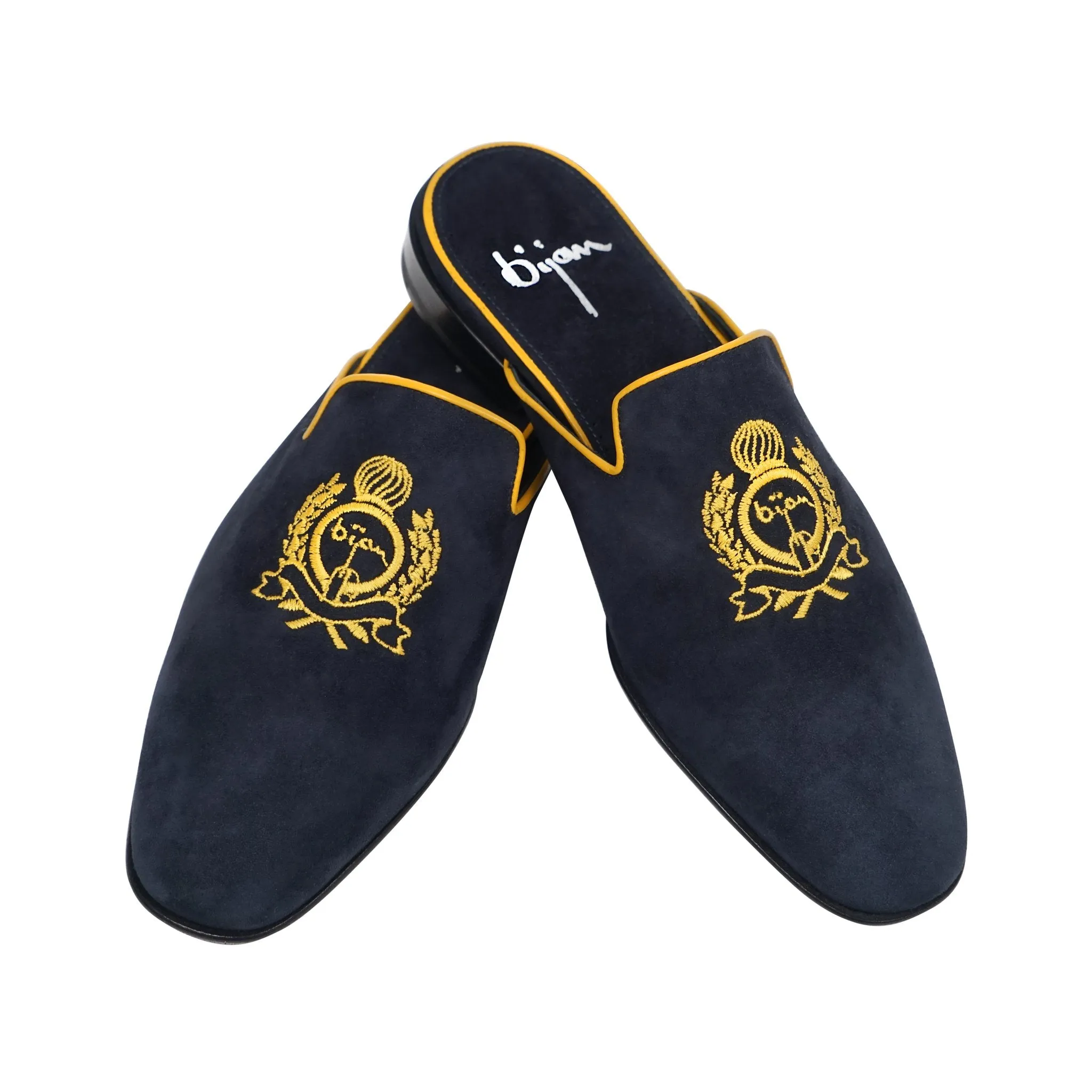 Navy and Yellow Slip On Suede Loafer