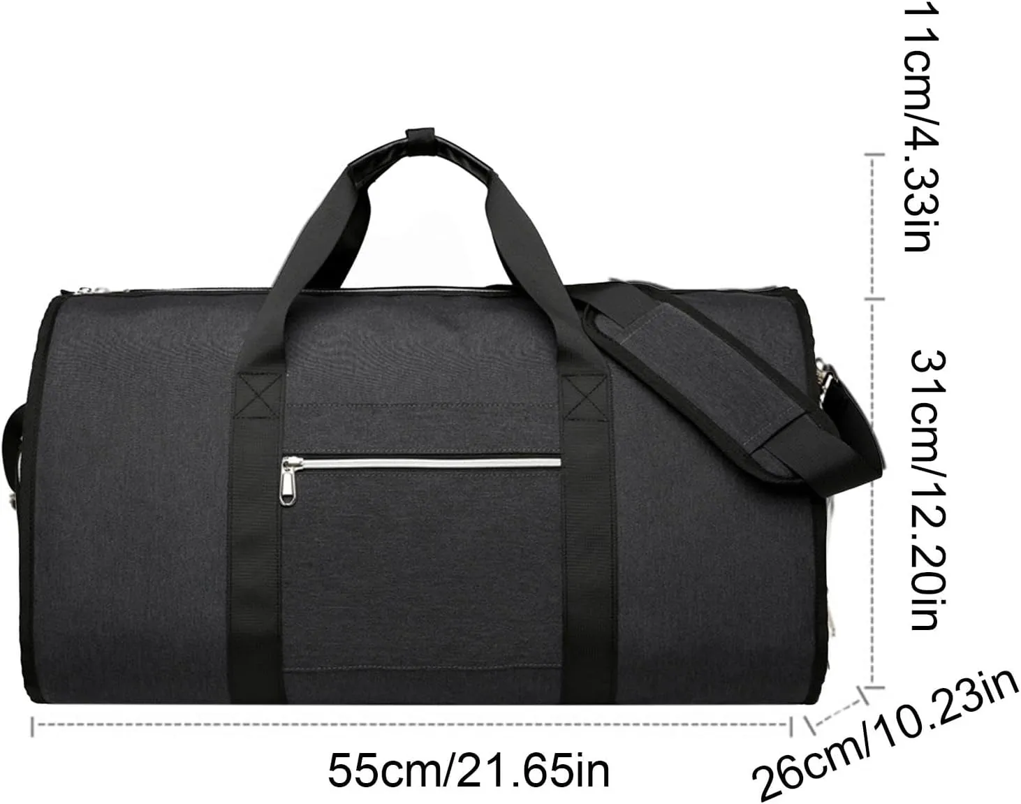 Naysku Garment Duffle Bag, Travel Suit Carrier Bag, Foldable Garment Suit Bag with Shoe Compartment, Convertible Luggage Suitcase Clothing Organizer, for Men, Women & Travel Accessories (Black)