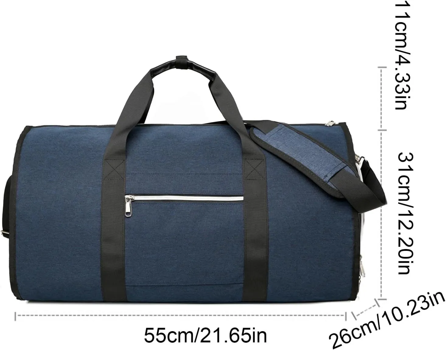 Naysku Garment Duffle Bag, Travel Suit Carrier Bag, Foldable Garment Suit Bag with Shoe Compartment, Convertible Luggage Suitcase Clothing Organizer, for Men, Women & Travel Accessories (Blue)